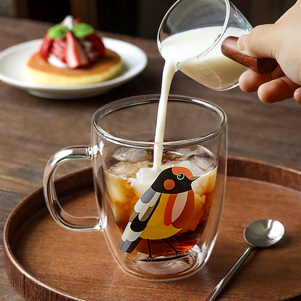 Creative Applique Double Glass Cup