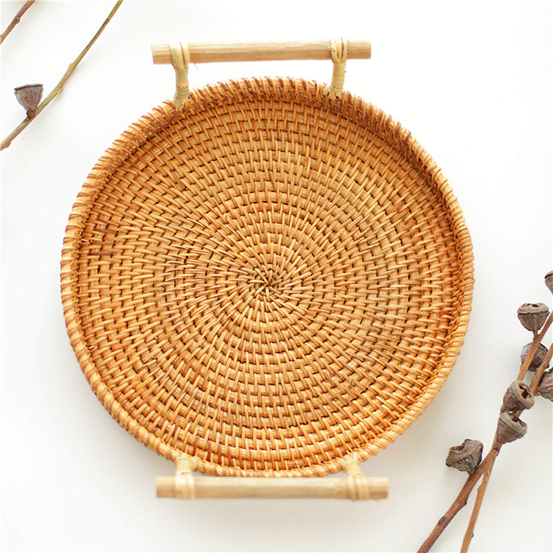 Handmade Rattan Storage Basket With Handle