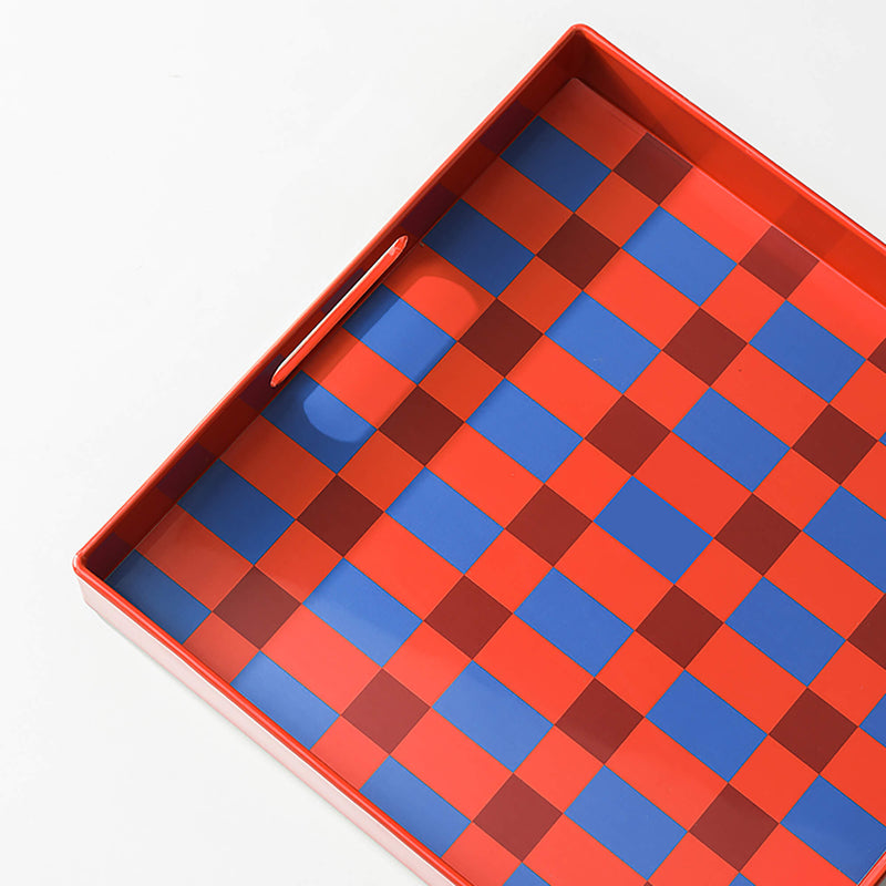 Vintage Iris Blue Checkerboard Tray