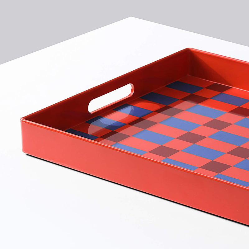 Vintage Iris Blue Checkerboard Tray