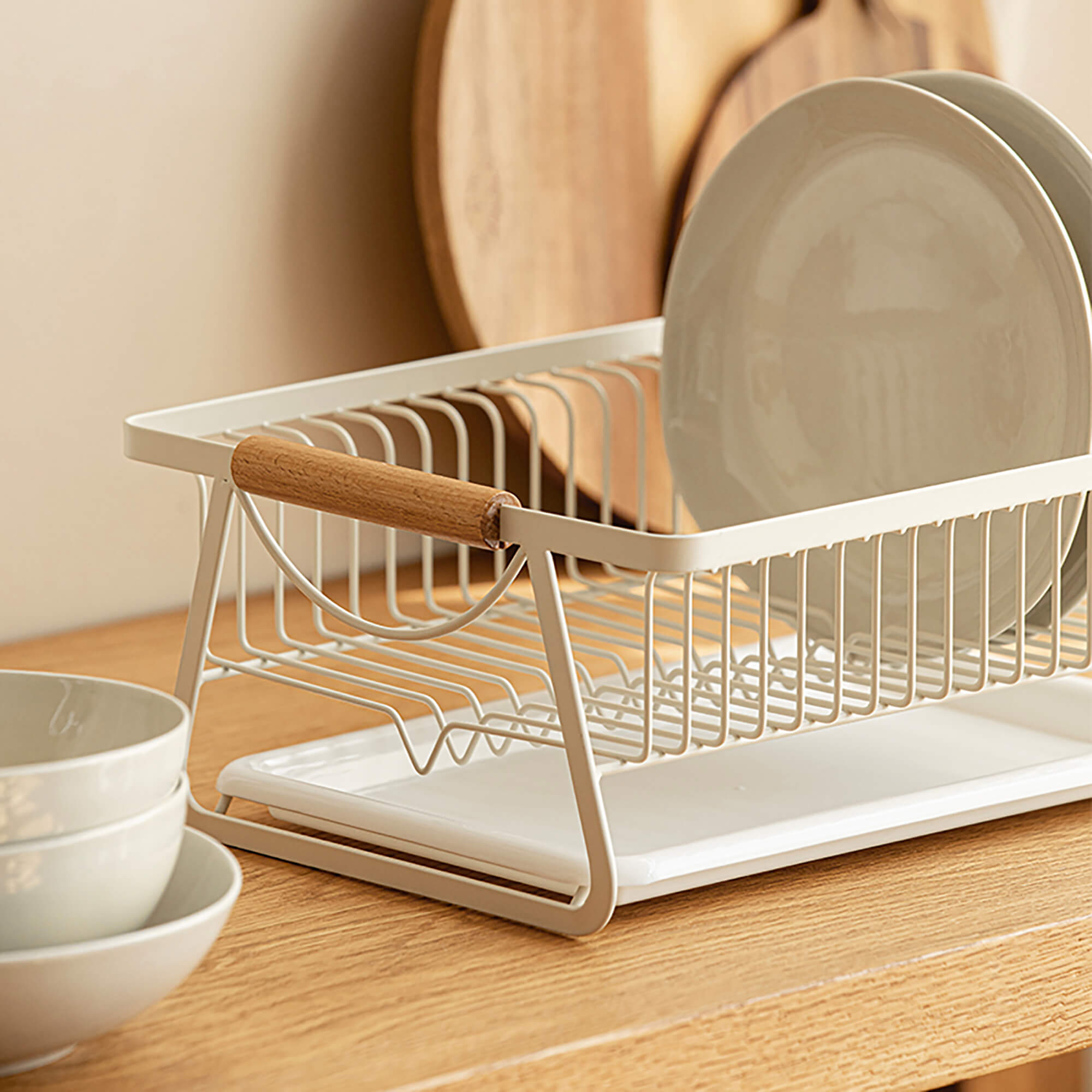 Japanese Style Simple Metal Dish Organizer Rack, Plate Drainer For