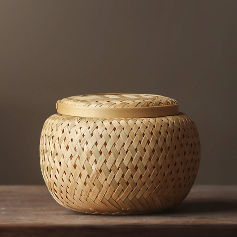Japanese Style Handmade Bamboo Storage Jar