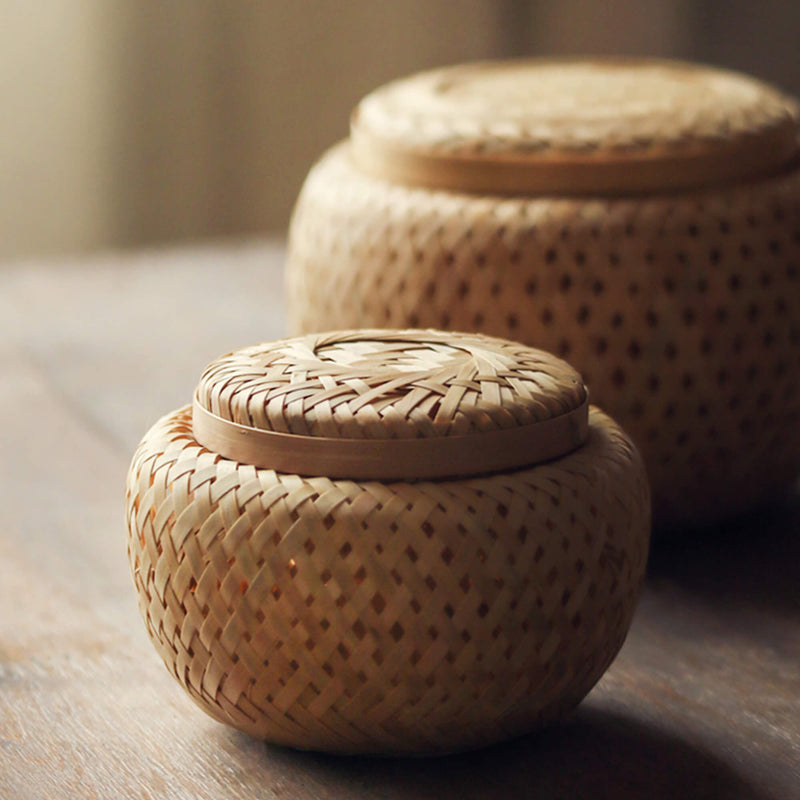 Japanese Style Handmade Bamboo Storage Jar