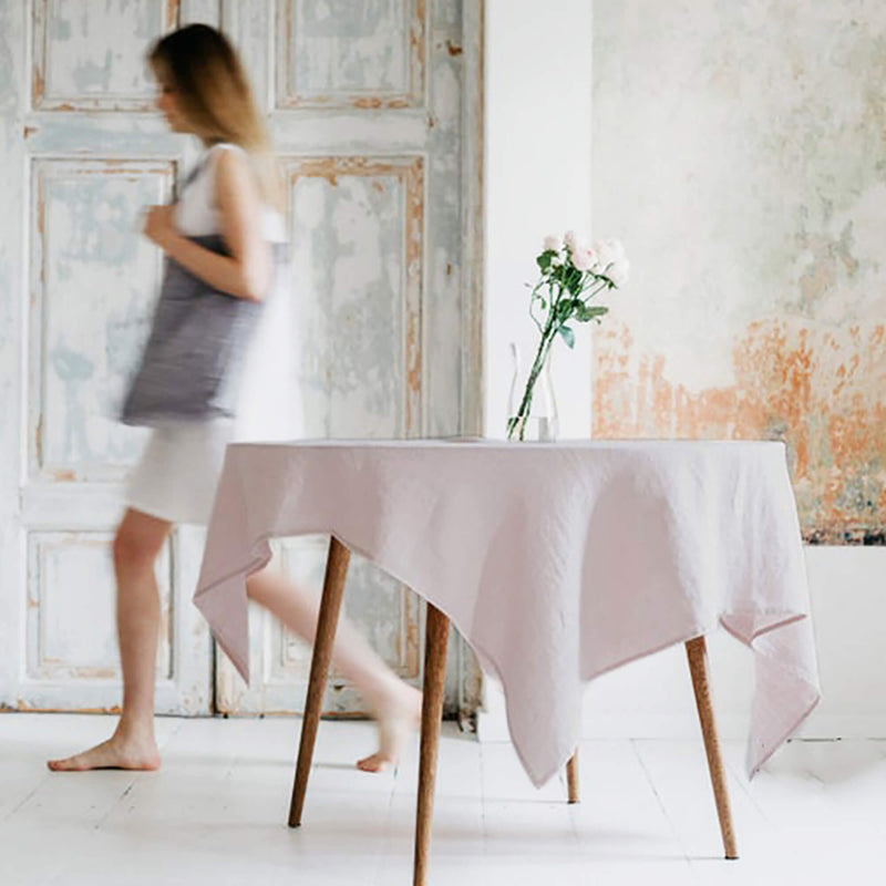 Natural Linen Round Table Tablecloth