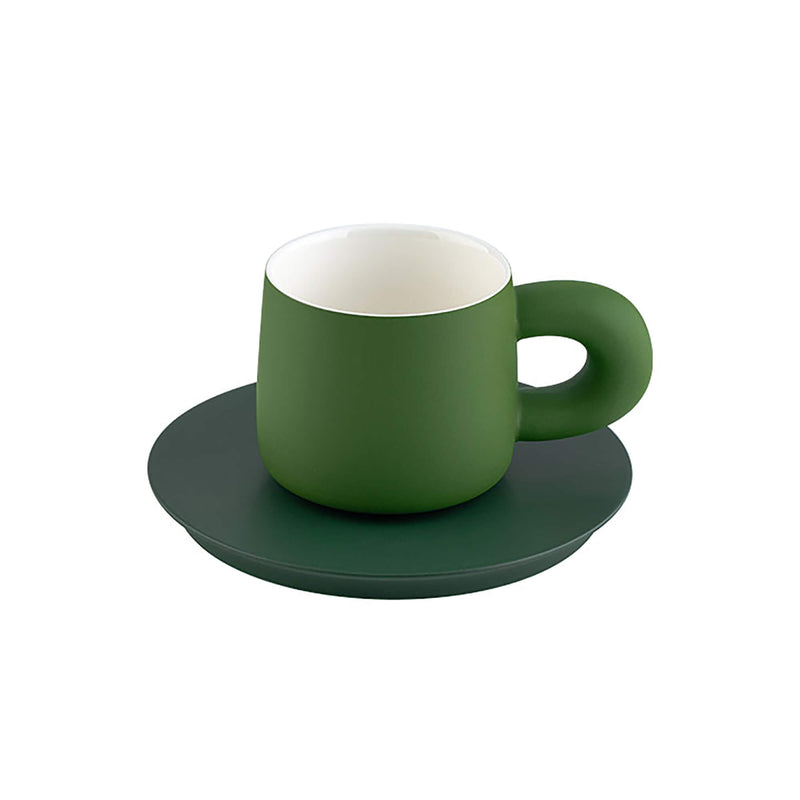 Multi-color Ceramic Coffee Cup And Saucer Set