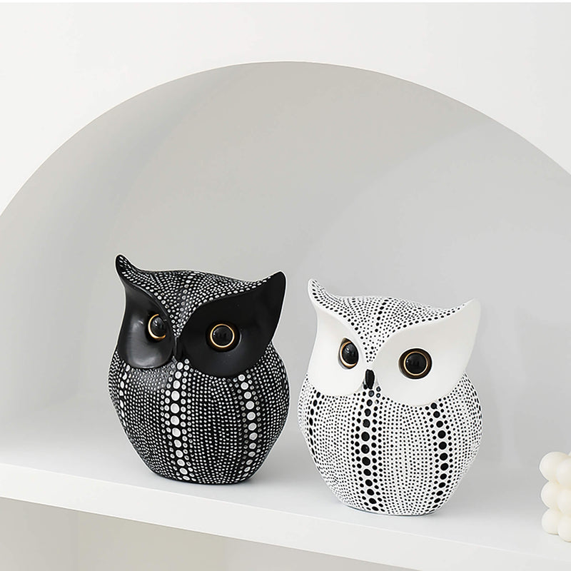 Black And White Polka Dot Owl Ornaments