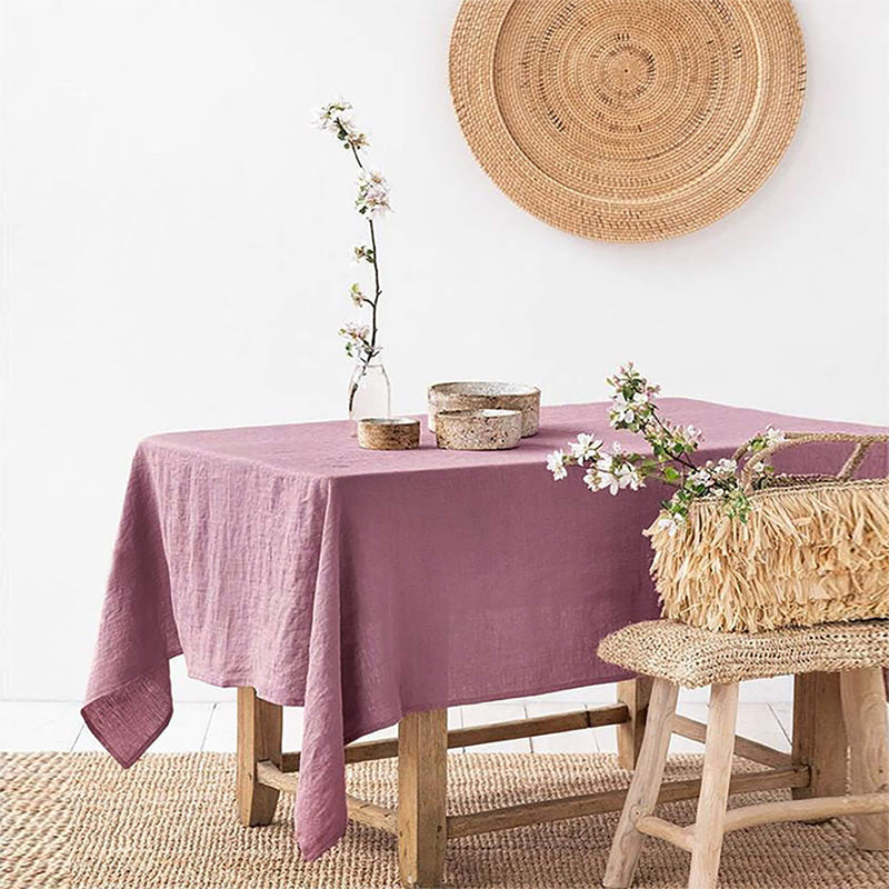 Natural Linen Solid Color Washed Tablecloth