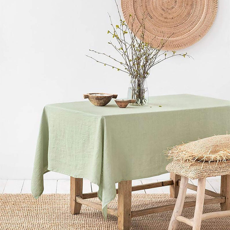 Natural Linen Solid Color Washed Tablecloth