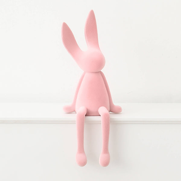 Pink Flocked Rabbit Ornament