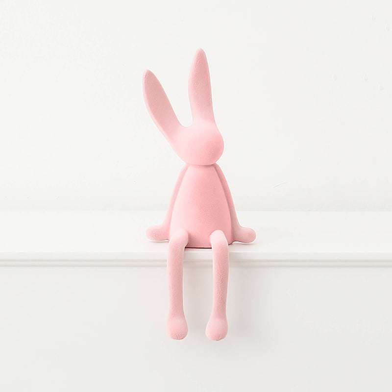 Pink Flocked Rabbit Ornament