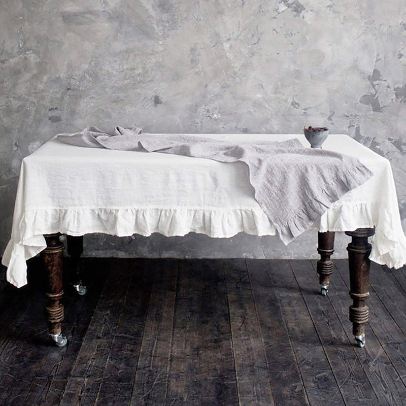 Pure Linen Ruffle Tablecloth