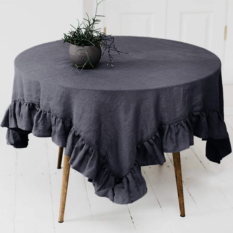Pure Linen Ruffle Tablecloth