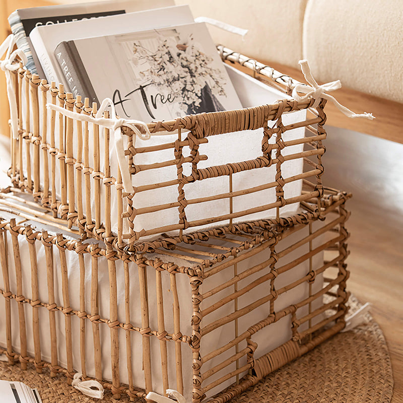 Handmade Rattan Storage Basket With Lining