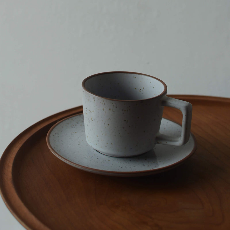 Mini Light Gray Sesame Glaze Espresso Cup and Saucer Set