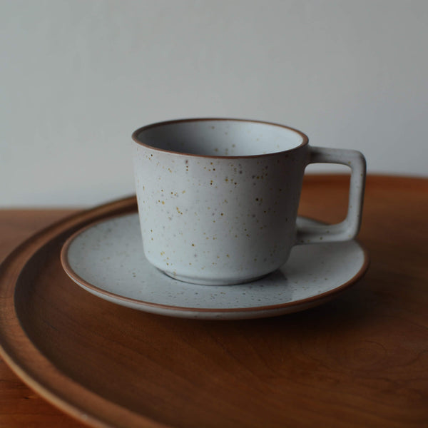 Mini Light Gray Sesame Glaze Espresso Cup and Saucer Set