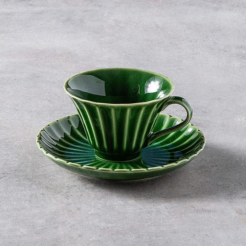 Emerald Vintage Coffee Cup and Saucer Set