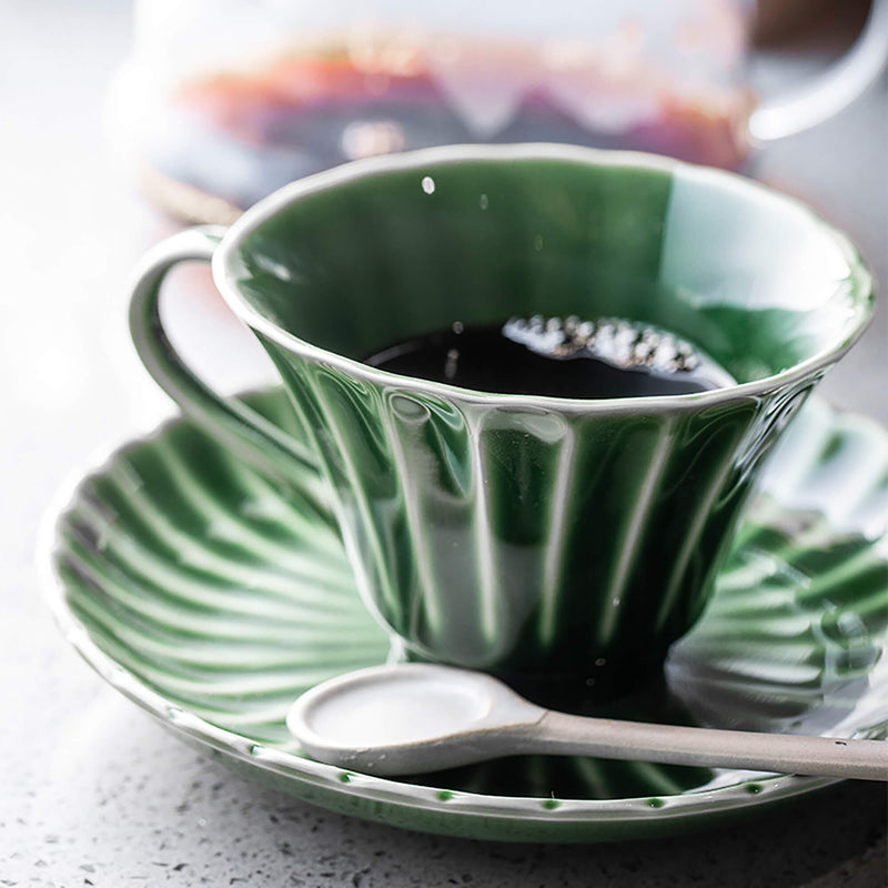 Emerald Vintage Coffee Cup and Saucer Set