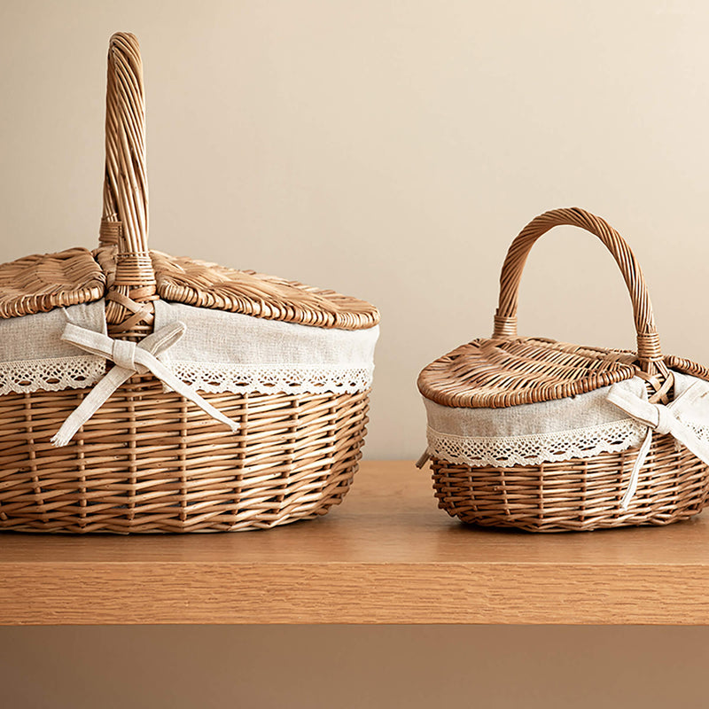 Hand-made Wicker Basket With Cover