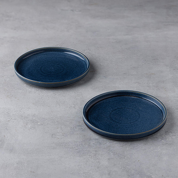 Gray And Blue Ceramic Shallow Plate