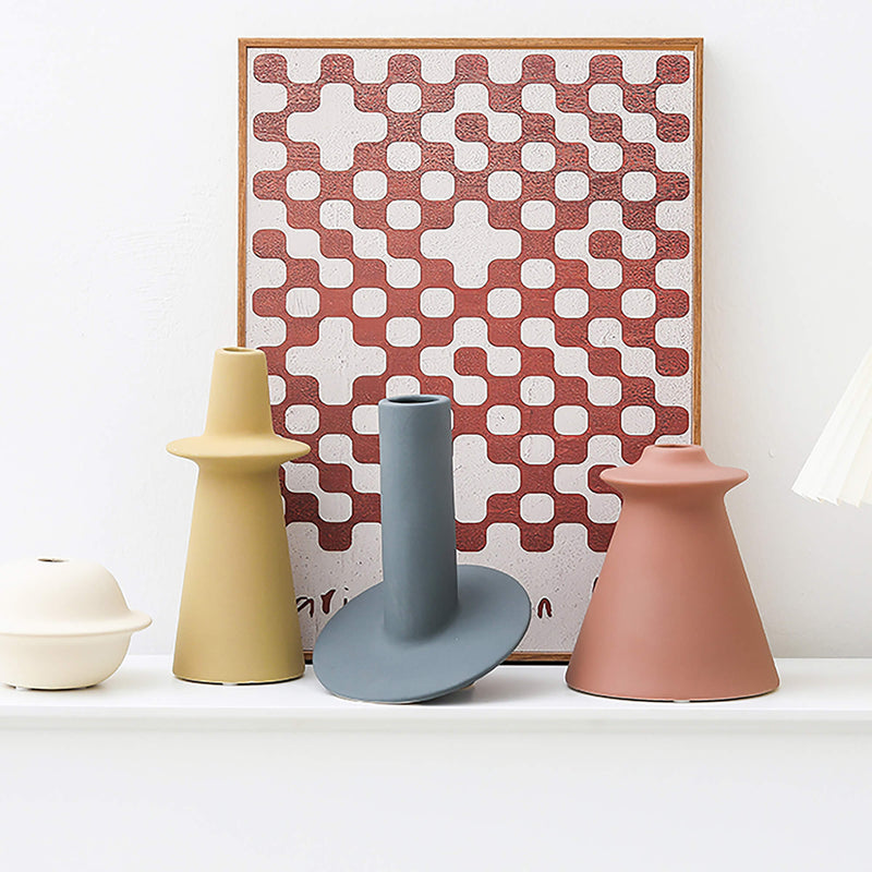 Morandi Color Geometric Ceramic Vase