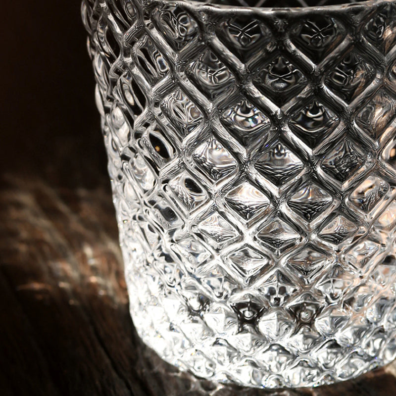 Simple Retro Embossed Glass Cup