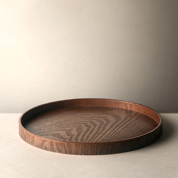 Solid Wood Hollowed Out Large Round Tray