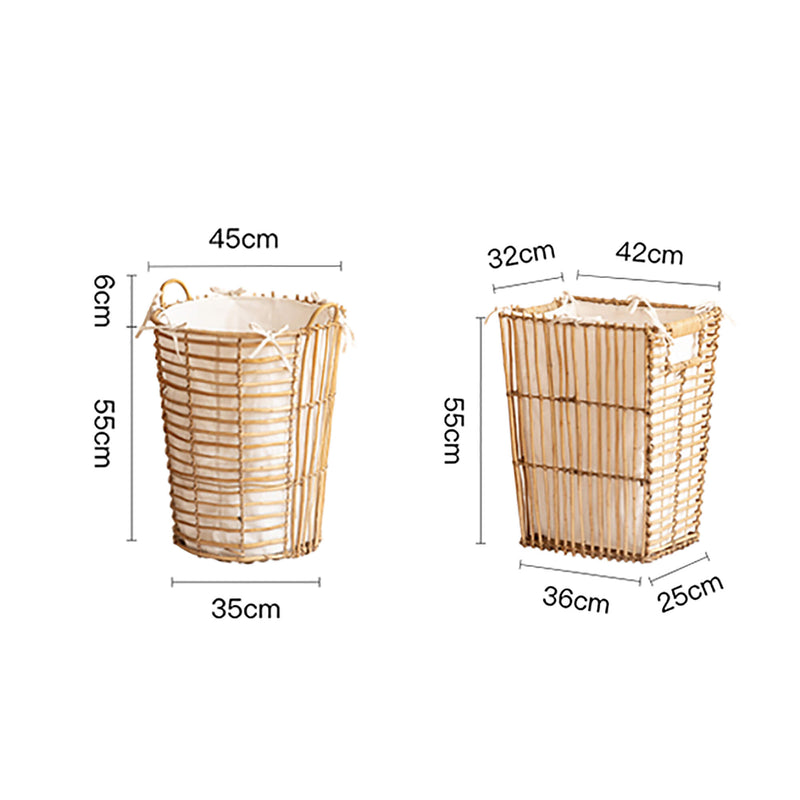 Large Capacity Handmade Rattan Storage Basket With Lining