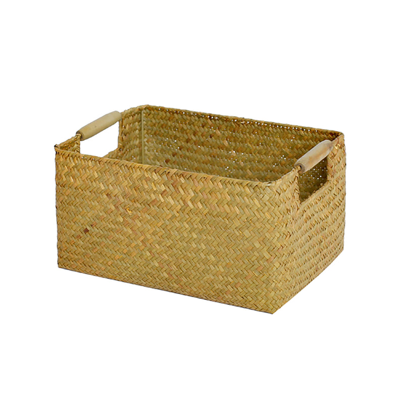 Vintage Seagrass Woven Rectangular Storage Box