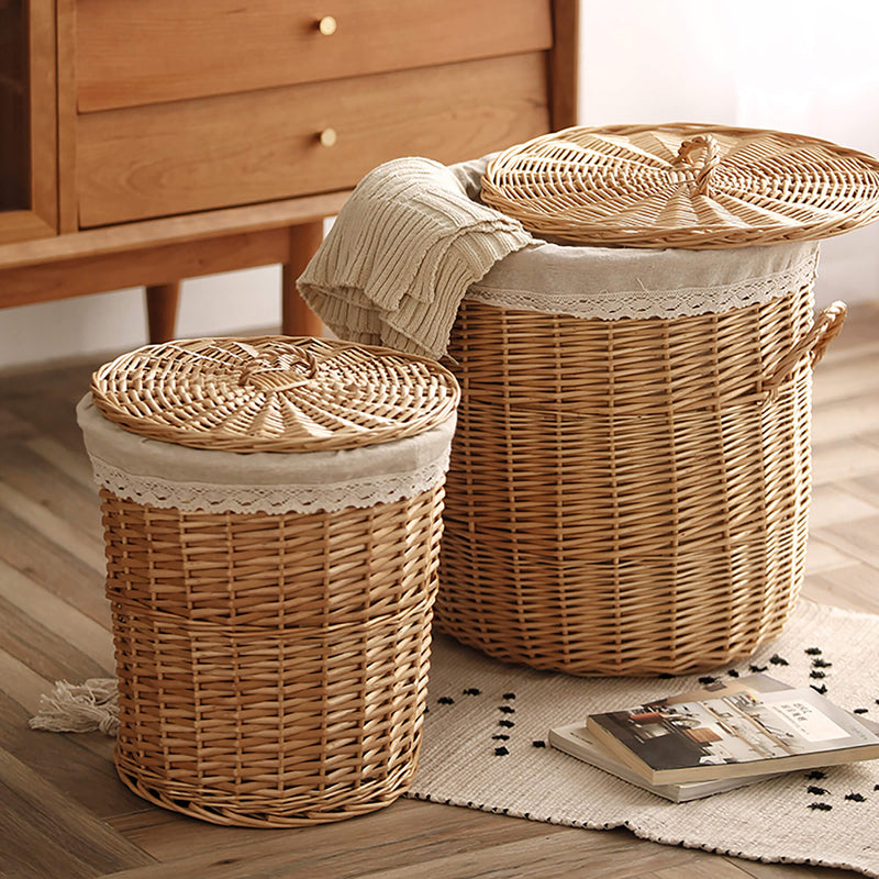 Handmade Willow Weave Dirty Clothes Storage Basket