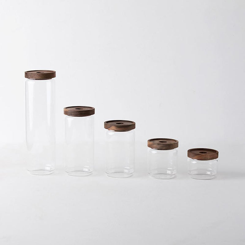 Acacia Wood Transparent Sealed Glass Jar - Eunaliving