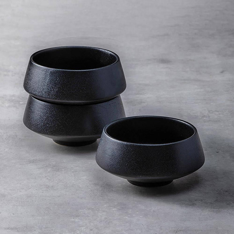Black Frosted Ceramic Tall Bowl - Eunaliving