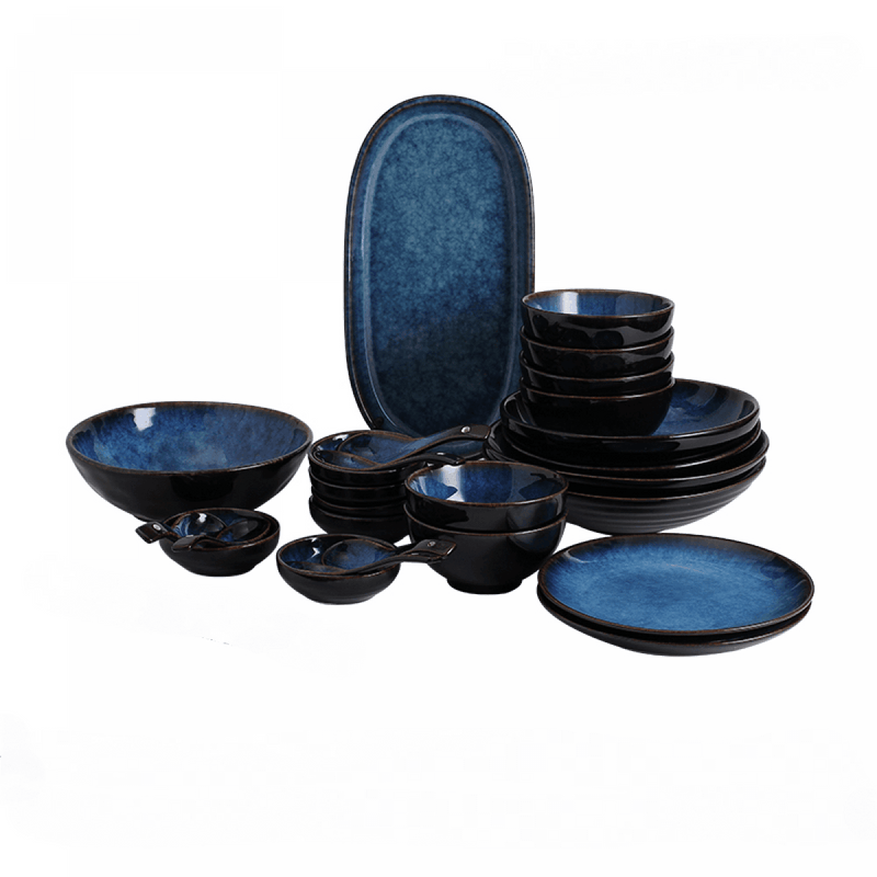 Blue Ceramic Tableware Set - Eunaliving