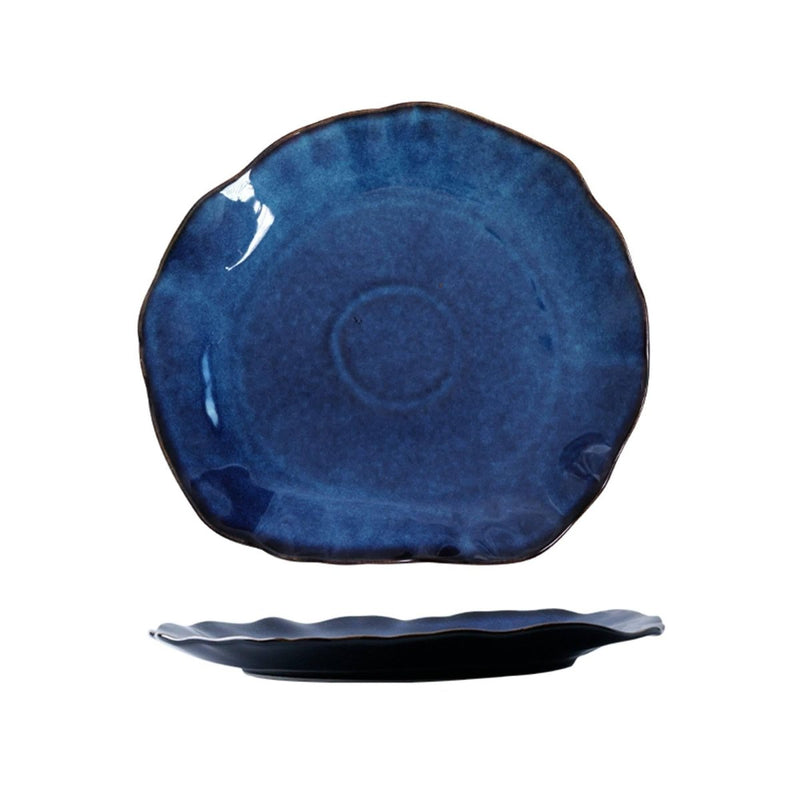 Blue Wave Irregular Flat Plate - Eunaliving
