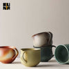 Euna - Handmade Vintage Coarse Pottery Coffee Mug, Orange/Yellow/Green/Grey/Black