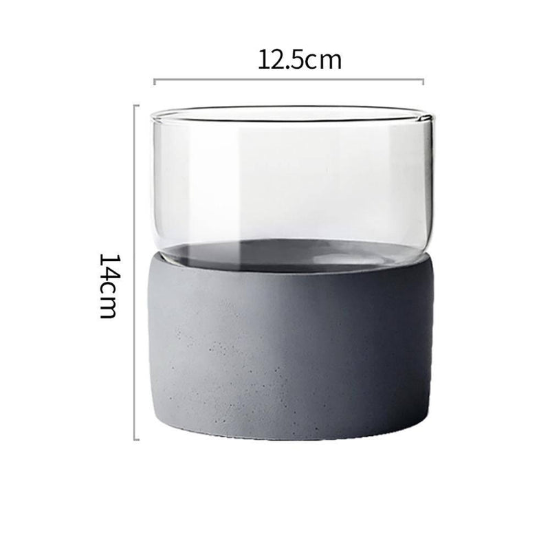 Cement Glass Vase Transparent Flower Vessel - Eunaliving