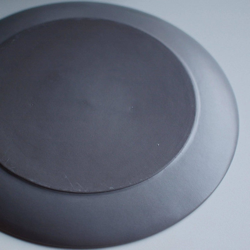 Ceramic Black Ceramic Matte Gray Medium Plate - Eunaliving