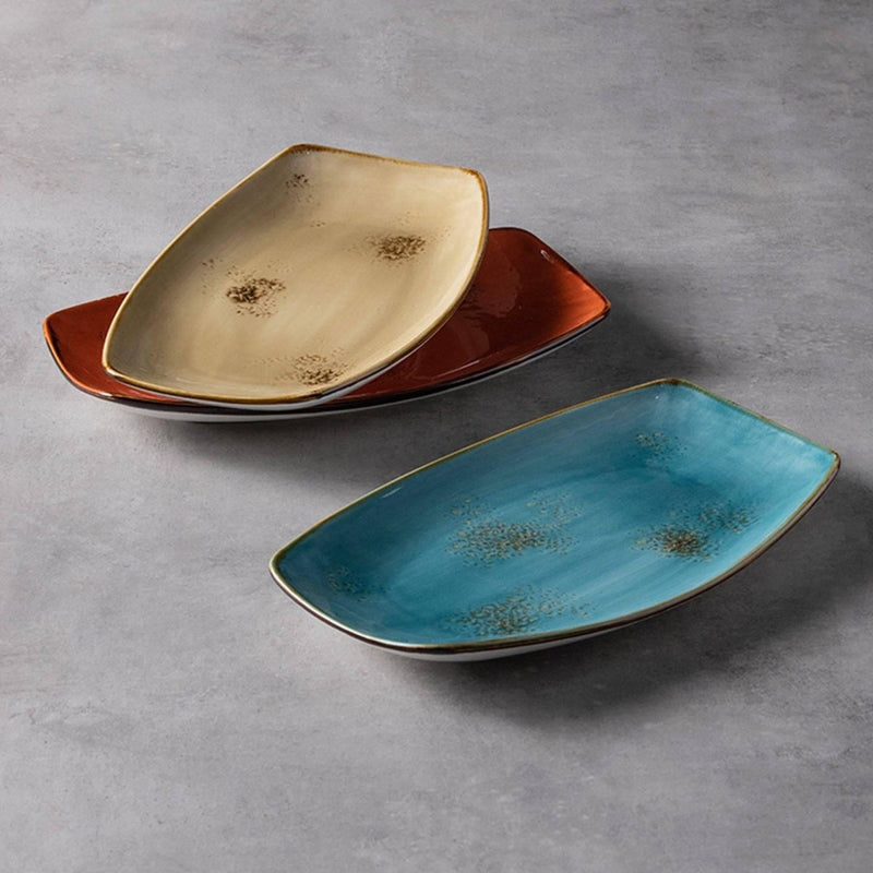 Ceramic Boat Shaped Square Shallow Plate - Eunaliving