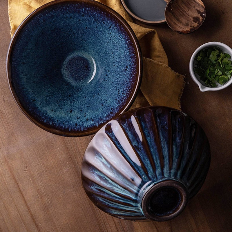 Ceramic Embossed Craft Noodle Bowl - Eunaliving