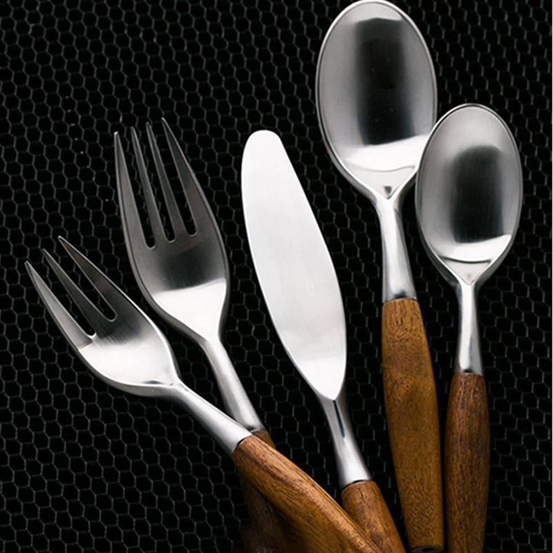 Classical Matte Brushed Stainless Steel Knife And Fork Set - Eunaliving