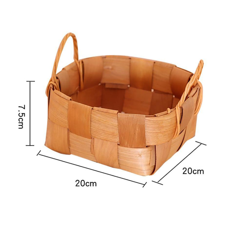 Creative Handmade Wooden Piece Woven Basket Picnic Basket - Eunaliving