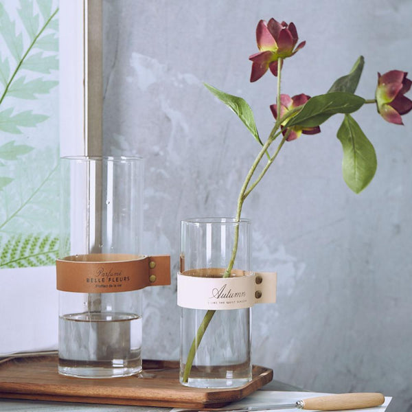 Creative Minimalist Leather Glass Vase - Eunaliving