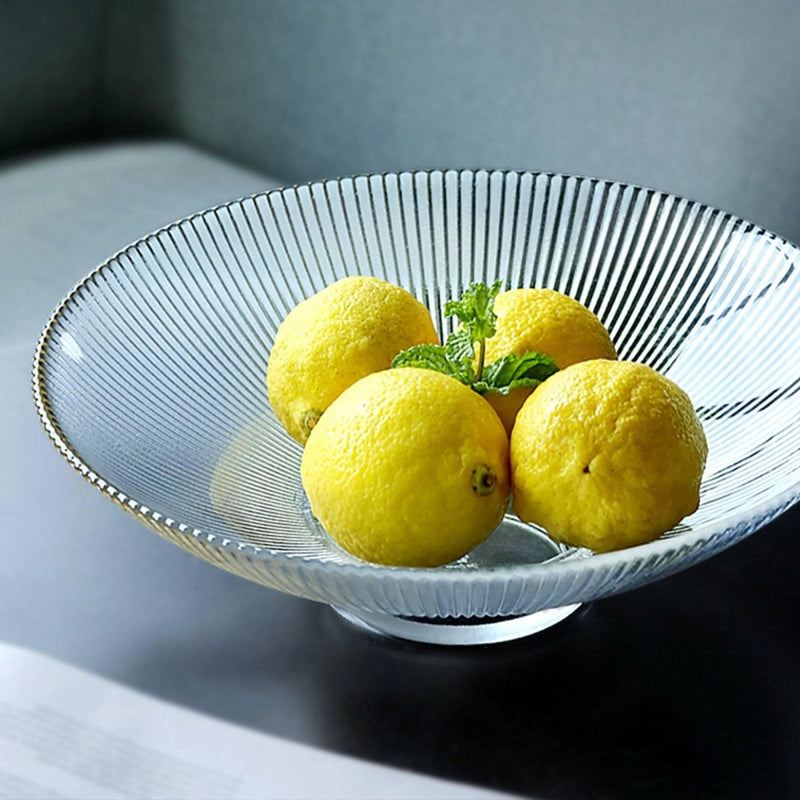 Creative Round Simple Large Glass Striped Fruit Plate - Eunaliving