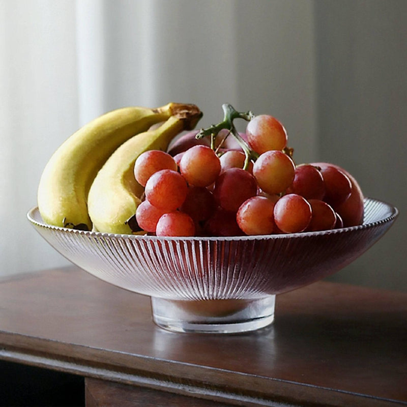 Creative Round Simple Large Glass Striped Fruit Plate - Eunaliving