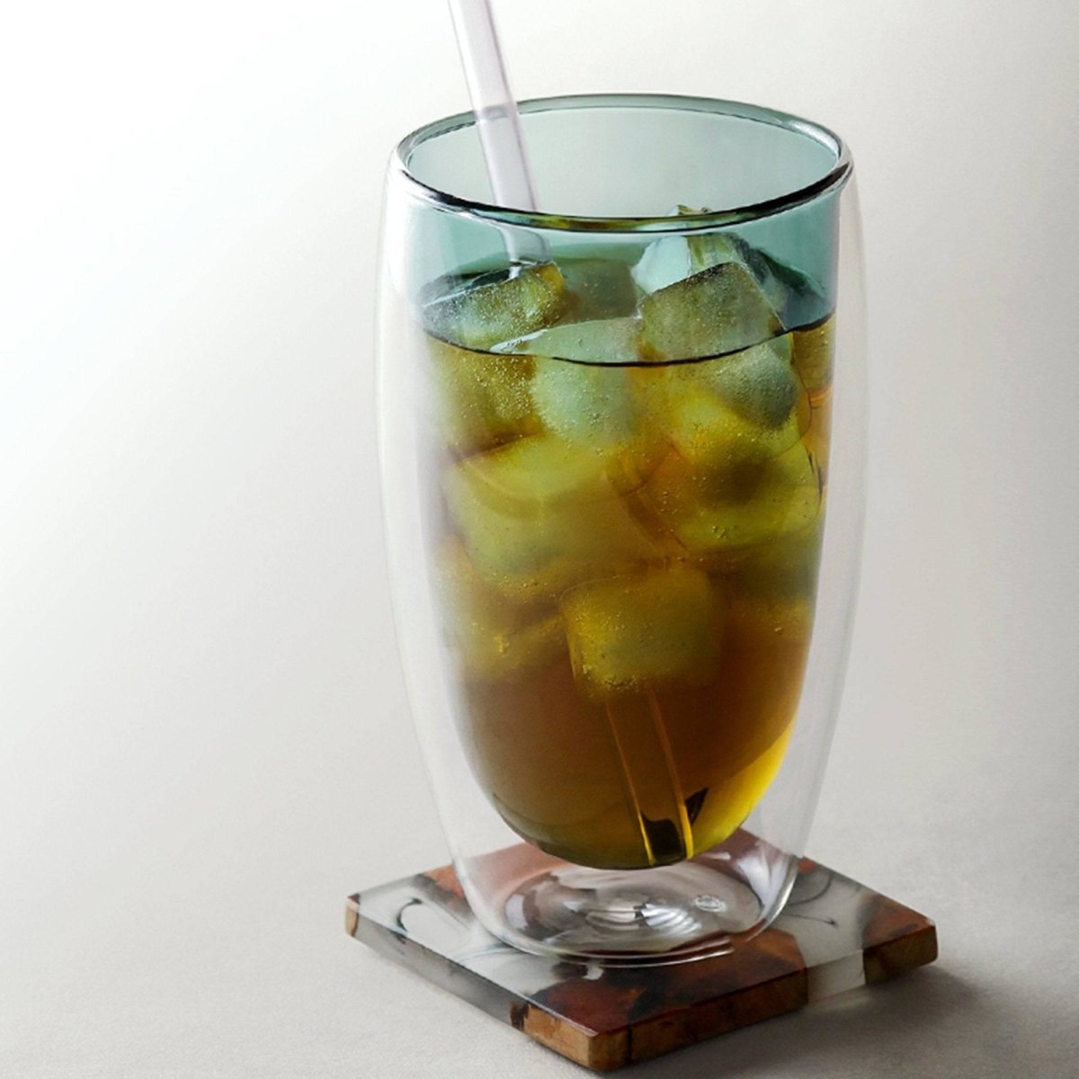 Euna - Dark Green Glass Water Cup With Straw – Eunaliving