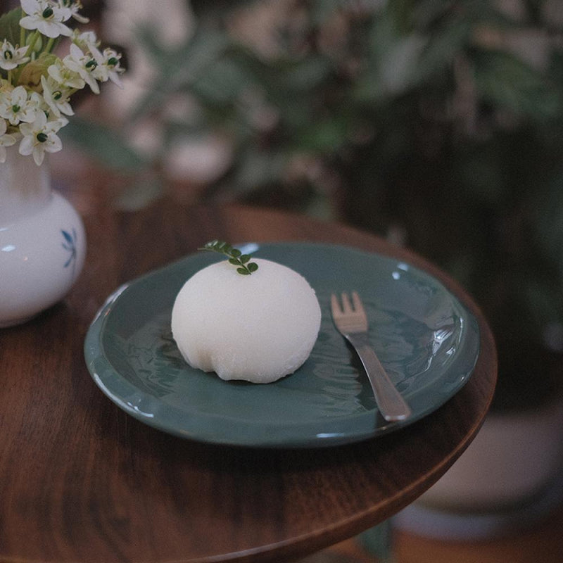 Embossed Hand Crafted Vintage Green Ceramic Dessert Plate - Eunaliving