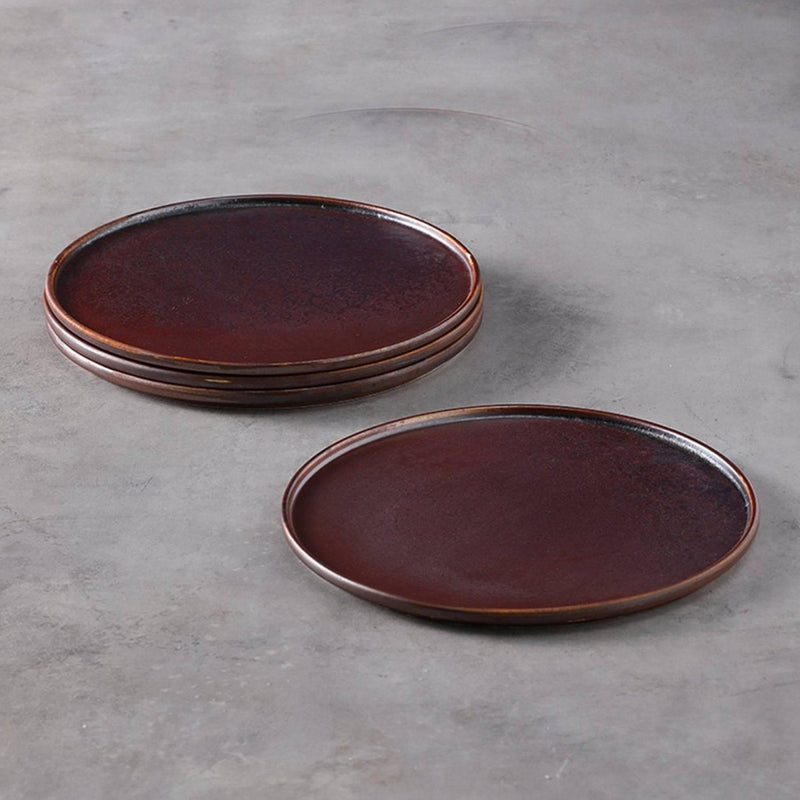 Flowing Rust Red Ceramic Plate - Eunaliving