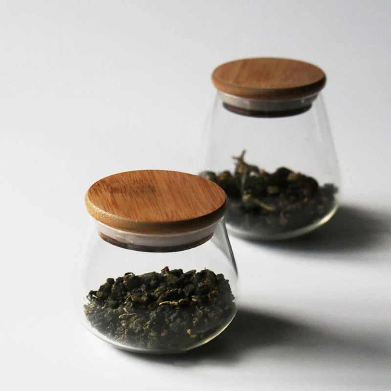 Glass Bamboo Wood Lid Vintage Jar - Eunaliving