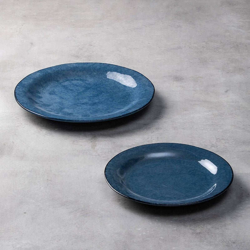 Glazed Blue Spray Dot Ceramic Plate - Eunaliving