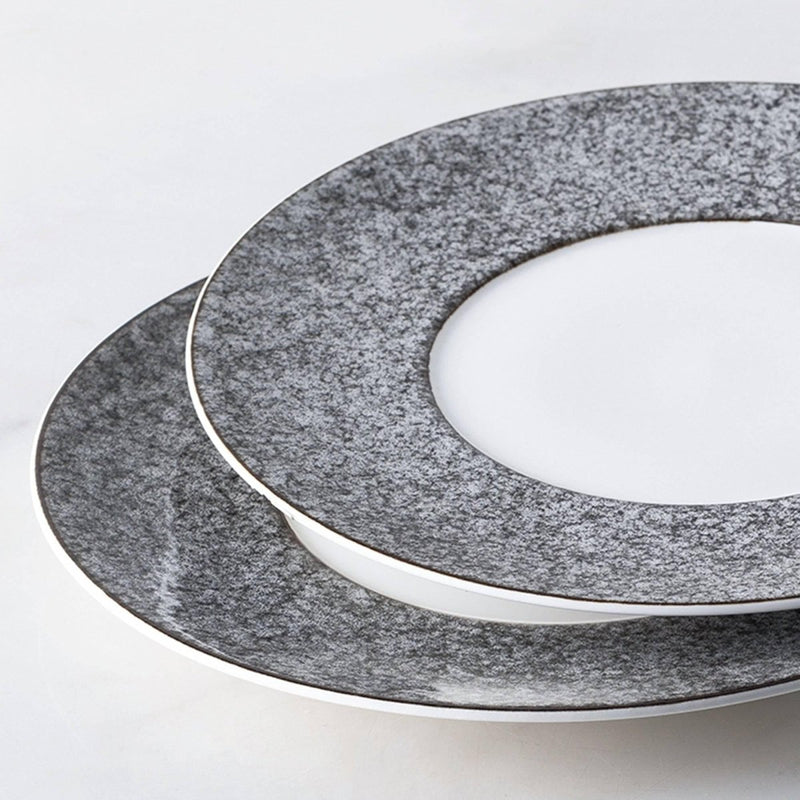 Grey Gold-Rimmed Plate - Eunaliving