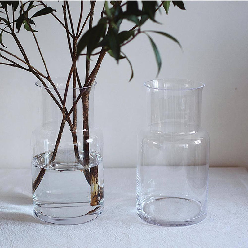 Hand Blown Wide Mouth Glass Vase - Eunaliving